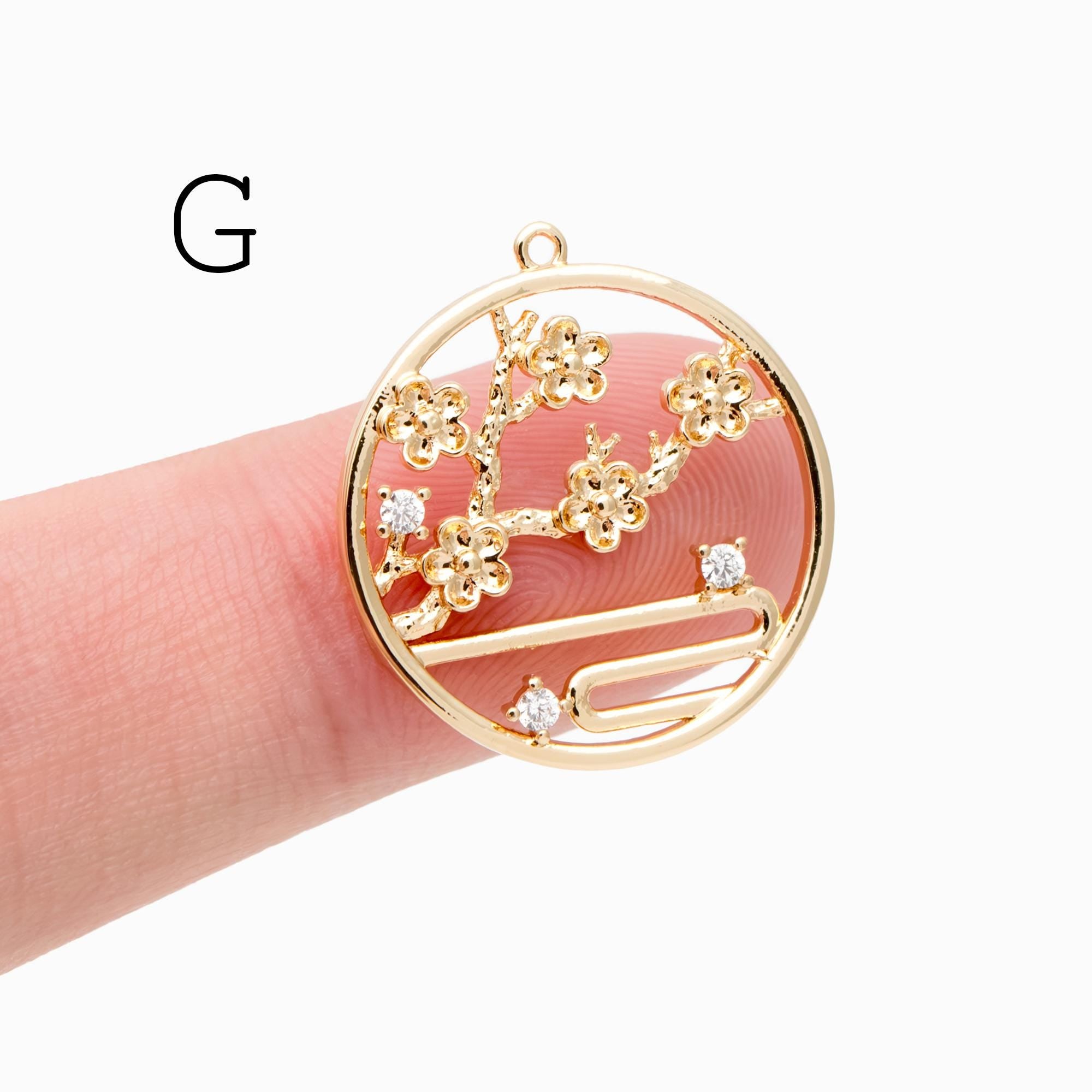 4pcs Gold/ Silver Tone Flower Leaf Charms , 18K Gold/ Rhodium plated Brass, Dainty Earring Pendants (GB-3118)